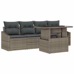 vidaXL Ensemble de canapé de jardin 5 Pièces Gris Poly rotin