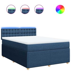 vidaXL Sommier à lattes de lit avec matelas Bleu 140x190 cm Tissu