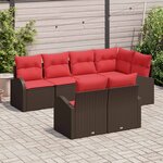 vidaXL Ensemble de canapé de jardin 7 Pièces Marron et rouge polyrotin