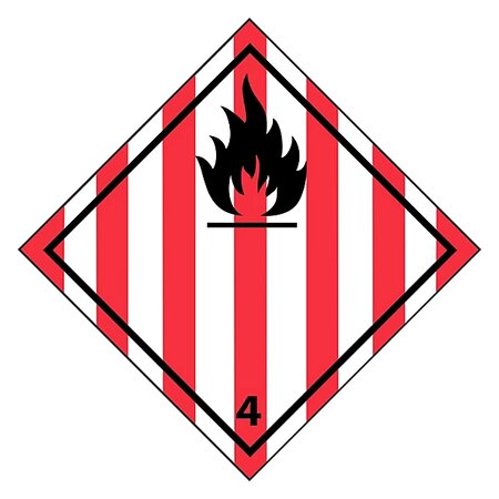 Étiquette vélin pour transport de matières dangereuses matières solides inflammables (lot de 1000)