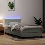 vidaXL Sommier à lattes de lit et matelas et LED gris clair 90x220 cm velours