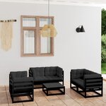 vidaXL Salon de jardin 7 Pièces avec coussins Bois de pin massif