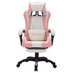 vidaXL Fauteuil de jeux vidéo avec LED RVB Rose et blanc Similicuir