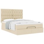 VidaXL Cadre de lit ottoman avec matelas crème 140x190 cm tissu