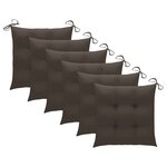 vidaXL Chaises de jardin et coussins taupe lot de 6 Bois teck massif