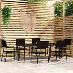 vidaXL Ensemble à manger de jardin 7 Pièces Noir
