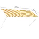 vidaXL Auvent rétractable 250x150 cm Jaune et blanc