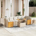 vidaXL Salon de jardin avec coussins 8 Pièces beige résine tressée