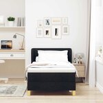 vidaXL Lit à Ressorts avec Matelas Crème 90x200 cm Tissu Noir