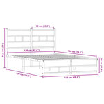vidaXL Cadre de lit en métal sans matelas chêne fumé 120x190 cm