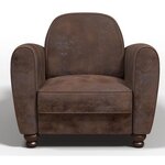 IKAINEN Fauteuil club en tissu Marron - Vintage - L 89 x P 81 x H 75 cm