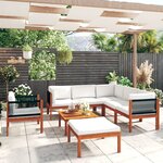 vidaXL Salon de jardin 8 Pièces avec coussins Crème Bois d'acacia solide