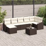 vidaXL Ensemble de canapé de jardin 8 Pièces Marron Poly rotin