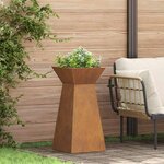 vidaXL Pots de jardin colonne 2 Pièces avec bol 35x35x73 cm en métal patiné.