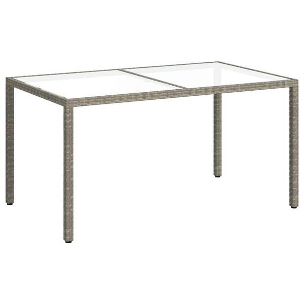 vidaXL Table de jardin 150x90x75 cm Verre trempé et poly rotin Gris
