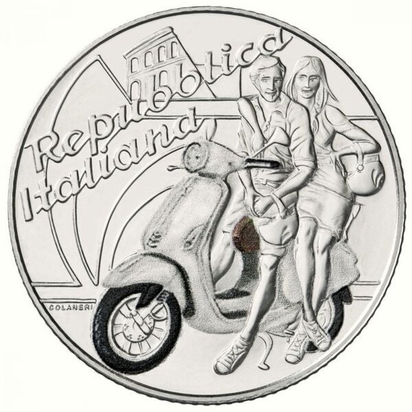 Pièce de monnaie 5 euro Italie 2019 argent BU – Vespa (blanche)