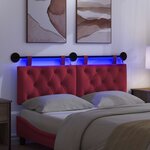 vidaXL Tête de lit suspendue Avec lumière LED Bordeaux Velours