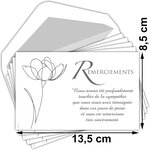 Lot 5 cartes remerciements condoléances +5 enveloppes blanches format 9x14cm