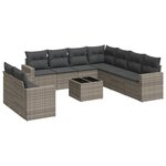 vidaXL Salon de jardin avec coussins 10 Pièces gris résine tressée