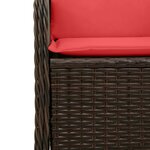 vidaXL Banc de jardin avec coussin 2 Pièces Marron Poly rotin