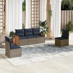 vidaXL Salon de jardin 5 Pièces avec coussins gris résine tressée