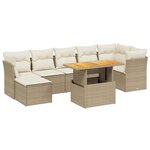 vidaXL Salon de jardin avec coussins 8 Pièces beige résine tressée