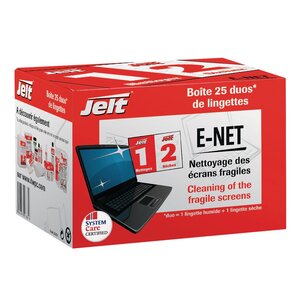 Lingette JELT - E-net  - pour écrans plats - Boîte de 25  (paquet 50 unités)