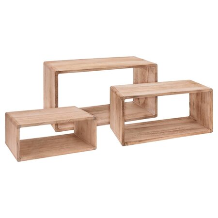 Home&styling ensemble de présentoirs 3 pièces bois de paulownia