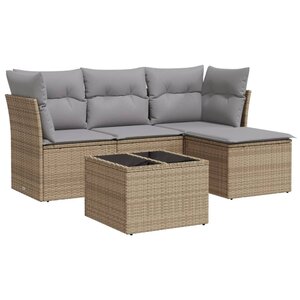 vidaXL Salon de jardin avec coussins 5 Pièces beige résine tressée