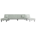 vidaXL Canapé-lit en forme de L gris clair 255x140x70 cm velours