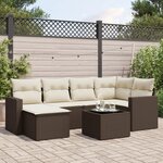 vidaXL Salon de jardin avec coussins 7 Pièces marron résine tressée