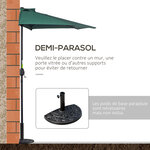 Demi parasol  parasol de balcon 5 entretoises métal polyester 2 69L x 1 38l x 2 36H m vert