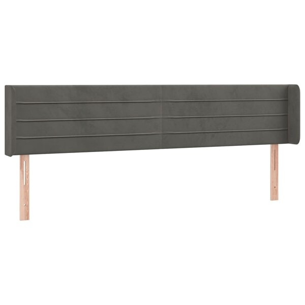 vidaXL Tête de lit avec oreilles Gris foncé 203x16x78/88 cm Velours