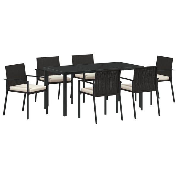 vidaXL Ensemble de salle à manger de jardin 7 pièces en rotin noir
