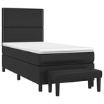 vidaXL Sommier à lattes de lit avec matelas Noir 90x200 cm Similicuir