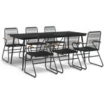 vidaXL Ensemble à manger de jardin 7 Pièces Noir Rotin PVC