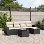 vidaXL Salon de jardin 6 Pièces avec coussins noir résine tressée