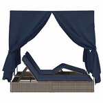 vidaXL Chaiselongue double avec toit et rideaux avec des rideaux Gris