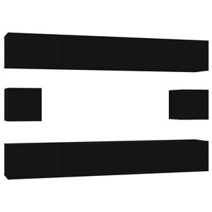 vidaXL Ensemble de meubles TV 6 Pièces Noir Bois d'ingénierie