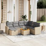 vidaXL Salon de jardin avec coussins 8Pièces mélange beige résine tressée