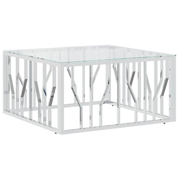 vidaXL Table basse 80x80x40 cm acier inoxydable et verre