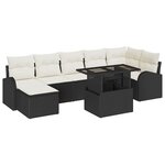 vidaXL Ensemble de canapé de jardin 8 Pièces Noir Poly rotin