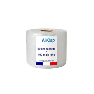 1 rouleau de film papier bulle tricouche Aircap largeur 50 cm x longueur 100 mètres