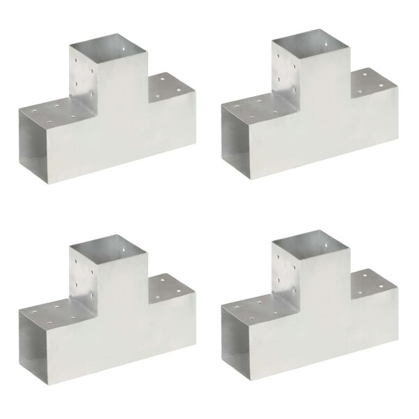 vidaXL Connecteurs de poteau 4Pièces Forme en T Métal galvanisé 101x101mm
