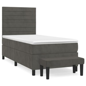 vidaXL Sommier à lattes de lit et matelas Gris foncé 90x190 cm Velours