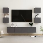 vidaXL Ensemble de meubles TV 6 Pièces Gris brillant Aggloméré