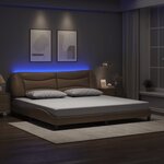 vidaXL Cadre de lit avec lumières LED cappuccino 200x200 cm similicuir