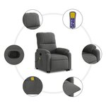 vidaXL Fauteuil inclinable de massage gris foncé tissu microfibre