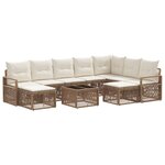 vidaXL Ensemble de canapé de jardin 10 Pièces Beige polyrotin