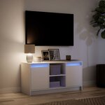 vidaXL Meuble TV avec LED blanc 100x34x50 cm bois d'ingénierie